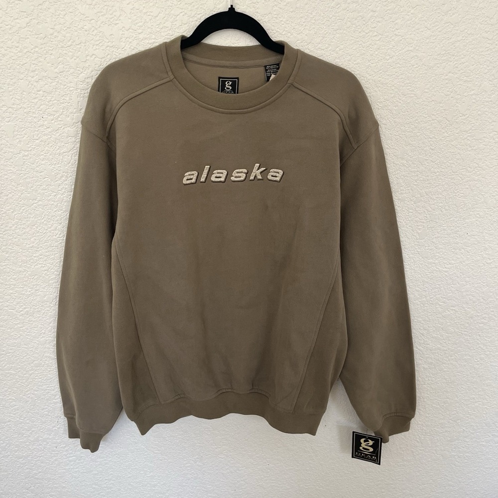 Vintage Men's Alaska Nature Essential Earthtone Sweatshirt Size Medium Y2K